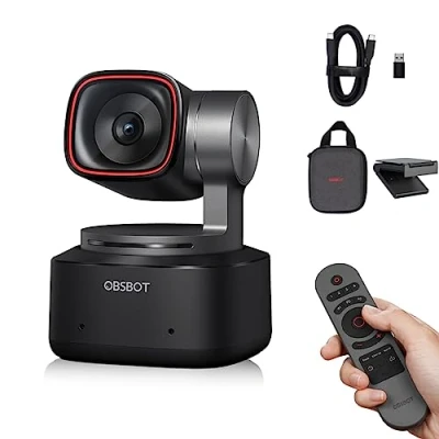 Abbildung von OBSBOT Tiny 2 AI betriebene PTZ 4K Webcam 1/1,5&quot; CMOS 4X schnellere Fokussierung USB 3.0 10x Datenübertragung Sprachsteuerung, mit Smart Remote