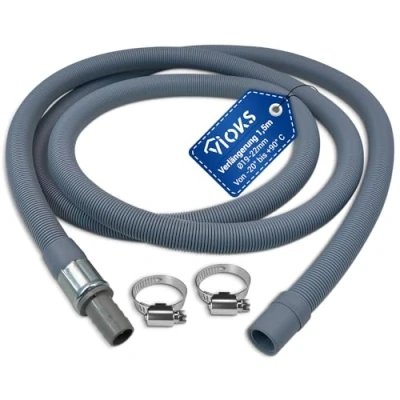 Abbildung von VIOKS Waschmaschine Ablaufschlauch Verlängerung 1.5m Ø 19mm 22mm / Flexibler Abwasserschlauch Temperaturbeständig von 20 bis +90 C für Geschirrspüler