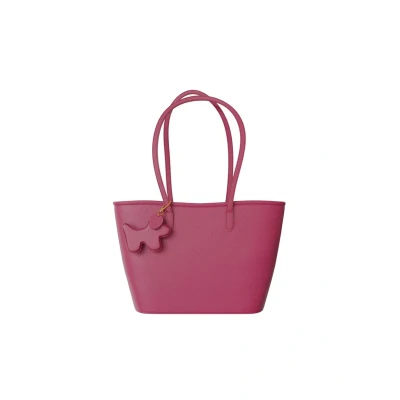 Abbildung von KMISSO Damen City Handtasche Shopper Umhänge Freizeit Tasche Echt Leder Italien 30635 Fucsia/Beige