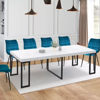 Abbildung von IDMarket Konsolentisch Alaska ausziehbar für 10 Personen 235 cm Marmoroptik weiß