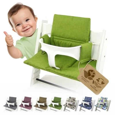 Abbildung von BAMBINIWELT Sitzkissen Auflage Bezug Ersatzkissen Kissen kompatibel mit Stokke Tripp Trapp Hochstuhl (org. hellgrün)