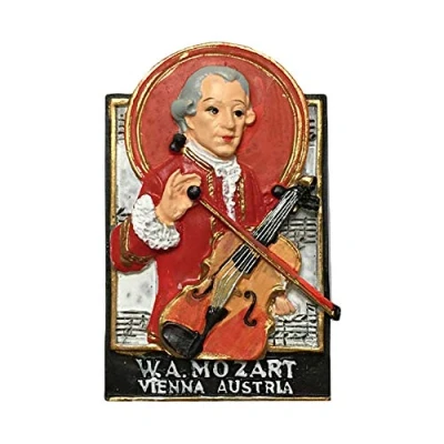 Abbildung von 3D Mozart Wien Österreich Kühlschrank Kühlschrankmagnet Tourist Souvenirs Handgemachte Harz Handwerk Magnetische Aufkleber Home Küche Dekoration Reise Geschenk