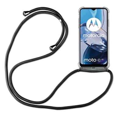 Abbildung von betterfon Handykette für Motorola Moto E22i / E22 Smartphone Halskette Hülle Handyhülle mit Kordel zum Umhängen in Schwarz