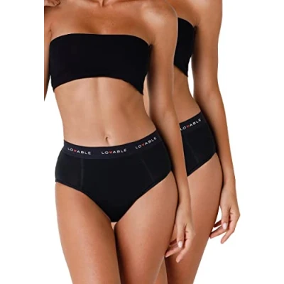 Abbildung von Lovable Slip Periodenunterwäsche mit hoher Taille und Normal Fluss Period Panties Bi pack Damen x2 , Schwarz L