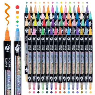 Abbildung von Carehabi Acrylstifte 12 Farben Acrylfarben Stifte Wasserfeste Acrylic Paint Marker für Glas Holz Leinwand Keramik Weihnachten Basteln Ostern DIY Kunsthandwerk machen (60)