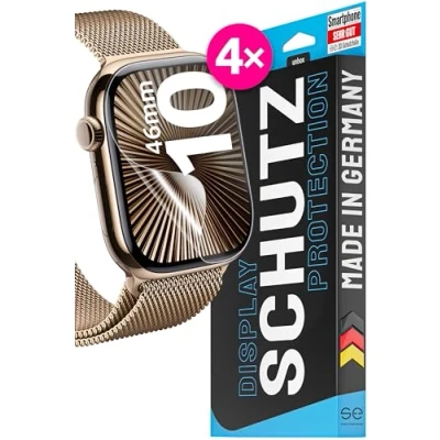 Abbildung von se® für Apple Watch Series 10 46mm Schutzfolie 2x Folien im SET aus Deutschland, kinderleichte Installationshilfe, staubfrei und blasenfrei, Folie TPU, Full Screen, 100% Passgenau HD Klar