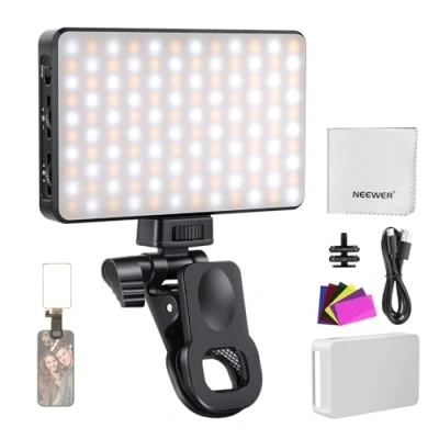 Abbildung von NEEWER Basics LED Handy Selfie Licht Kompatibel mit iPhone Kamera Laptop Computer Webcam für Videokonferenz Videolicht Aufnahme Zoom Anruf, 2500 9000K CRI95+ Dimmbar Clip On Fill Videolicht, BL120B
