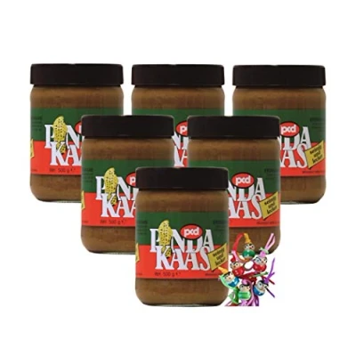 Abbildung von yoaxia ® 6er Pack [ 6x 500g ] PINDAKAAS Erdnusspaste / Erdnussbutter Peanut Butter + ein kleines Glückspüppchen Holzpüppchen