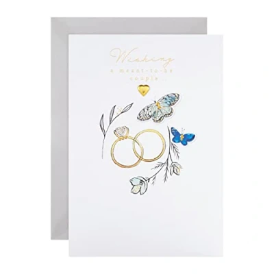 Abbildung von Hallmark Hochzeitskarte für Paare, traditionelles Design mit goldenen Ringen