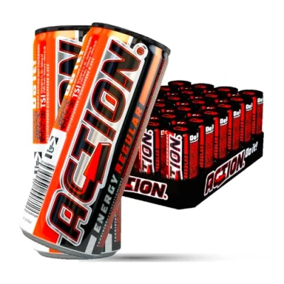 Abbildung von ACTION Energy Drink Regular (48 x 500ml) inkl. Pfand Erfrischungsgetränk mit Tutti Frutti Geschmack Energiekick erhöhtem Koffeingehalt 48er Palette Dosen Getränke