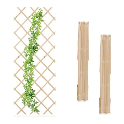 Abbildung von Relaxdays Rankgitter ausziehbar, 3er Set, 180x90 cm, Holz, Rankhilfe Kletterpflanzen, Holzgitter Wand, Spalier, Natur