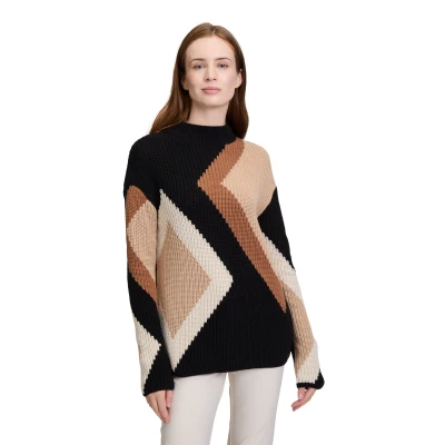 Abbildung von Betty Barclay MIT Intarsie Strickpullover, Damen, Größe: 38, Patch black brown