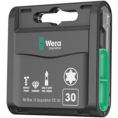 Abbildung von Wera Bit Sortiment, Box 15 Impaktor TX 30, teilig, 05057776001, 7.4 x 6.9 2 cm