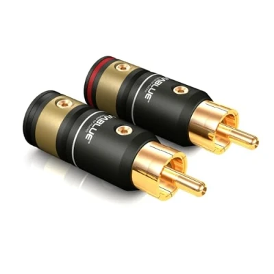 Abbildung von VIABLUE T6S Cinchstecker/RCA * Lötversion 24 Karat echtvergoldet Vollmetallgehäuse high end Steckverbindungen 2 Paar (4 Stück)
