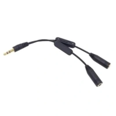 Abbildung von Cablecc Y Splitterkabel mit Lautstärkeregler, 3,5 mm Stereo Stecker auf doppelte Buchse, Schwarz