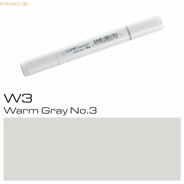 Abbildung von COPIC Sketch Marker Typ W 3, warm gray No. professioneller Pinselmarker, mit einer Super Brush Spitze und Medium Broad