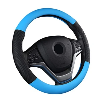 Abbildung von SFONIA Auto Lenkrad Abdeckung Lenkradschutz Lenkradhülle PU Leder Universal 37 38cm/15 rutschfest Atmungsaktiv Langlebig (Blau)