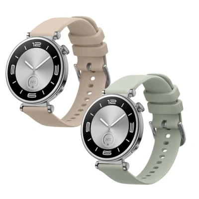 Abbildung von kwmobile 2X Sportarmband kompatibel mit Huawei Watch GT4 41mm Armband Fitnesstracker Band Set aus TPU Silikon