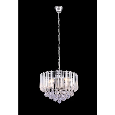Abbildung von Globo LED Hängeleuchte, Leuchtmittel nicht inklusive, Hängeleuchte Luster Wohnzimmerlampe Kristalle 4 Flammig klar verchromt