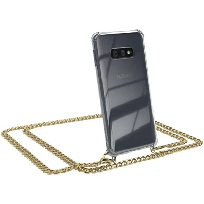 Abbildung von EAZY CASE Handykette kompatibel mit Samsung Galaxy S10e Handyhülle Metal Umhängeband und Ersatz Kordel schwarz, Handykordel Schutzhülle, Stylische Kette, Gold