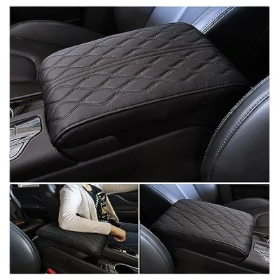 Abbildung von Fahrzeug Memory Schaum Armlehnen Box Pad, wasserdichte Auto Armlehne Mittelkontrollkissen, Universal Pad für SUV/LKW/Fahrzeug (schwarz)