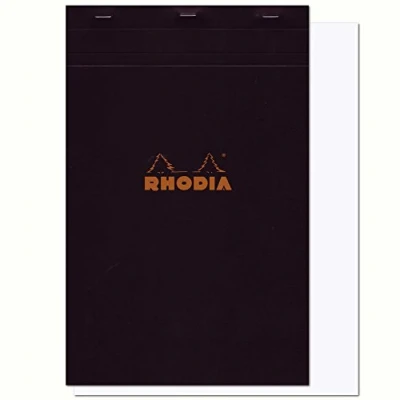 Abbildung von Rhodia 190009C Notizblock / Schreibblock geheftet No.19 DIN A4+ 80 Blätter blanko 80g, abtrennbar und mikroperforiert, mit Kartonrücken, Schwarz, 1 Stück