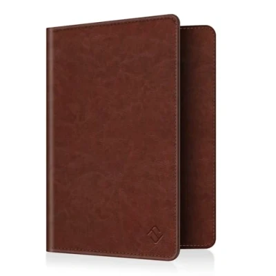 Abbildung von FINTIE Reisepass Impfpass Schutzhülle Premium Kunstleder Reisepasshülle Travel Organizer mit RFID Blockier für Kreditkarten, Ausweis, Reisedokumente Damen Herren, Braun