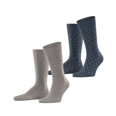 Abbildung von ESPRIT Herren Socken Fine Dot 2 Pack M SO Baumwolle gemustert Paar, Mehrfarbig (Blau Grau 0140), 39 42