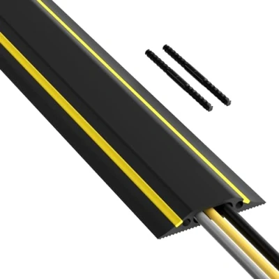 Abbildung von D Line Boden Kabelbrücke FC83H mit Steckverbindung, Fussboden Kabelkana, Modular gefertigte Schlauchbrücke geeignete Kabelabdeckung, Kabelkanal 83x14mm Breit,1.8m Länge Schwarz/Gelb