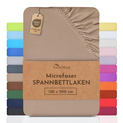 Abbildung von NatureMark Mikrofaser SPANNBETTLAKEN zum Sparpreis! viele Größen und Farben Markenware (120x200 cm, Sand/beige)