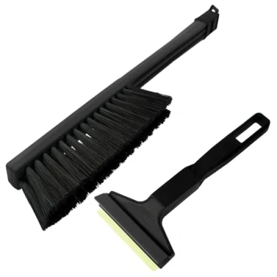 Abbildung von Eiskratzer Auto mit Besen Murska Messing Schneebesen Winter Scheibenkratzer Schnee Schneefeger Schneebürste (Set L&amp;P A053 + A059 Schwarz)
