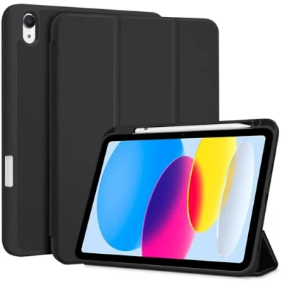 Abbildung von ProCase Hülle für 2022 10,9&quot; iPad 10. Generation 10,9 Zoll mit Stifthalter, Leicht Dünn Schutzhülle Smart Cover Hüllen Kompatibel 10 Gen Schwarz