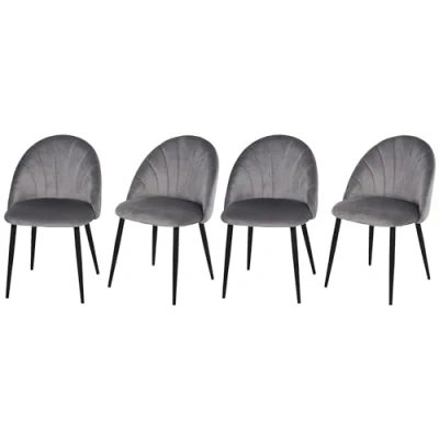 Abbildung von HOMCOM Esszimmerstühle 4er Set Küchenstuhl Wohnzimmerstuhl Polsterstuhl Bürostuhl mit Rückenlehne Skandi Design Samt Metall Grau 52 x 54 79 cm