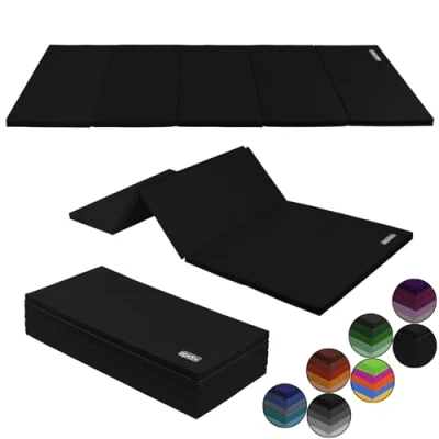 Abbildung von ALPIDEX Turnmatte klappbare Weichbodenmatte 185 x 78 3,2 cm Gymnastikmatte Sportmatte für zuhause Kinder Erwachsene, Farbe:schwarz