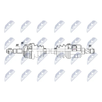 Abbildung von NTY NPW PL 163 Antriebswelle Vorderachse rechts 925mm Schaltgetriebe, Automatikgetriebe, Halbautomatik OPEL: Corsa C Schrägheck, Combo Tour