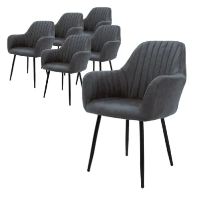Abbildung von ML DESIGN Stuhl Esszimmerstuhl mit Rücken und Armlehnen Samt/Kunstleder Bezug (6 St), Ergonomische Anthrazit Küchenstuhl Wohzimmerstuhl Polsterstuhl