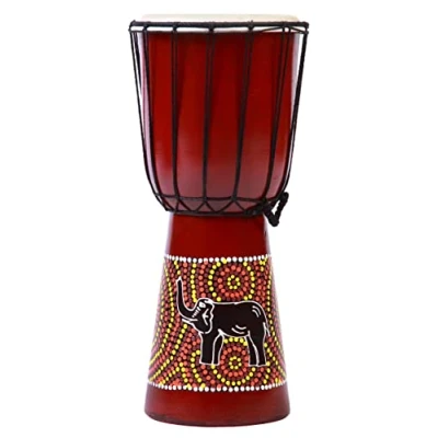 Abbildung von 40cm Anfänger Djembe Trommel Bongo Drum Holz Bunt Bemalt Elefant Afrika Art