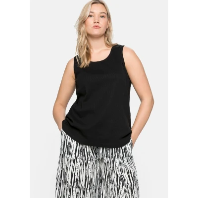 Abbildung von Sheego Tanktop Große Größen in Ripp Qualität mit Rundhalsausschnitt