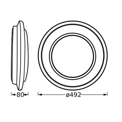 Abbildung von LEDVANCE ORBIS BERLIN LED Deckenleuchte 490mm, schwarz, 36W, 4150lm, warmweiße Lichtfarbe, sehr homogene Lichtverteilung, lange Lebensdauer, fest verbautes Modul, rund, IP20 Schutzklasse, 3000K