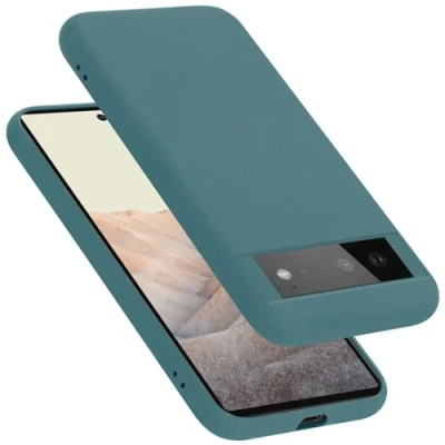 Abbildung von Cadorabo Hülle kompatibel mit Google Pixel 6 Silikon Handyhülle für Case aus flüssigem Kratzfeste und stoßfeste dünne TPU Schutzhülle Liquid GRÜN