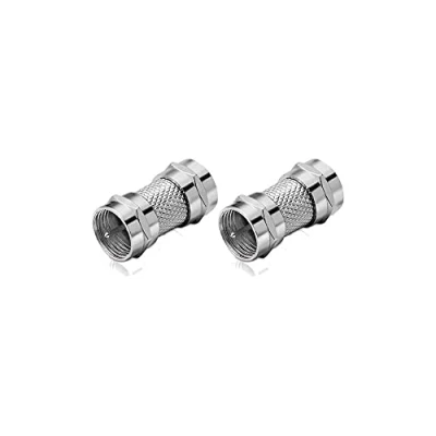 Abbildung von conecto F Verbinder, Kupplung, Stecker auf, Adapter zur Verlängerung von Antennen Kabel/Koaxial Kabel, 2er Set, SA CC50825 SET2, Nickel