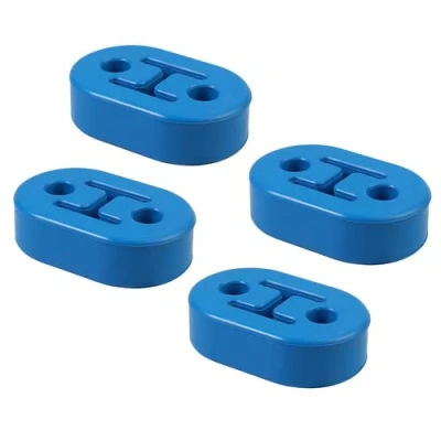 Abbildung von Bohaner 4 Stück Universal Heavy Duty Gummi Auspuffhalterung Kleiderbügel Blau 11 mm 2 Löcher