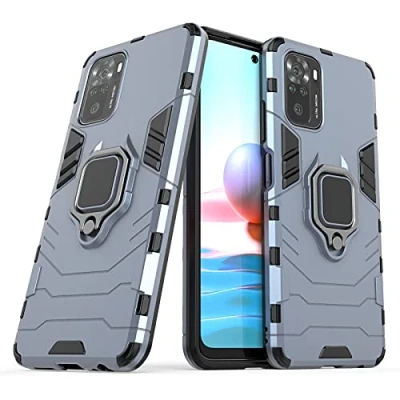 Abbildung von Hülle für Xiaomi Redmi Note 10 4G/Redmi 10s Drehbar Ringhalter Cover Magnet Bumper Handyhülle Case Stoßfest Doppelschichter Schutzhülle Outdoor Shock Absorption Mit Ring (Marineblau)