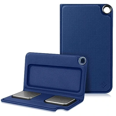 Abbildung von Fintie Schutzhülle für Alivecor Kardia Mobile, Premium PU Leder Tragetasche mit Magnetverschluss und Schlüsselhalter KardiaMobile EKG Herzmonitor, [Nicht passend 6L], Navy