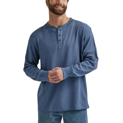 Abbildung von Wrangler Authentics Herren Long Sleeve Waffle Henley Hemd, Indigoblau im Vintage Stil, XX Large