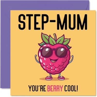 Abbildung von Geburtstagskarten für Stiefmutter Berry Cool lustige Geburtstagskarte von Stiefsohn Tochter, Muttertagskarte Stiefmutter, 145 mm x Witz Grußkarten Frauen und sie