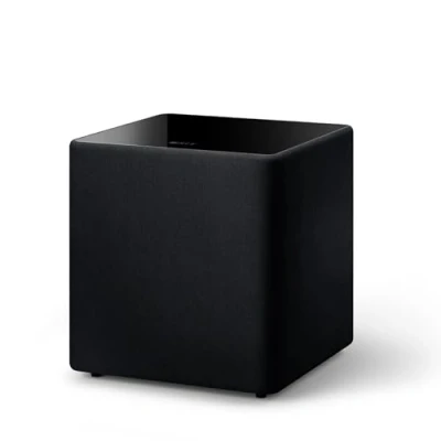 Abbildung von KEF Kube 12 MIE Subwoofer, Schwarz 300 W RMS Verstärker Klasse D 30 cm Basstreiber iBX Intelligent Bass Extension Cinch Buchse Musik Heimkino Gaming