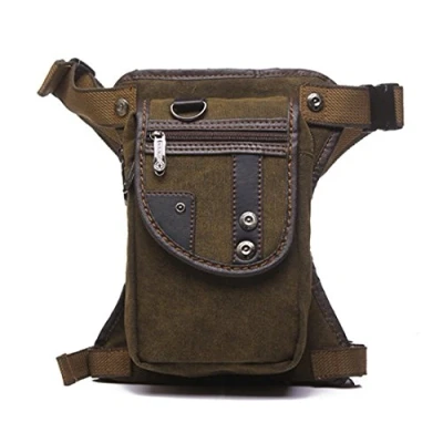 Abbildung von Canvas Motorrad Drop Beintasche für Männer Frauen Reisen Outdoor Tactical Wandern Klettern Radfahren Oberschenkel Hüfttasche Bauchtasche
