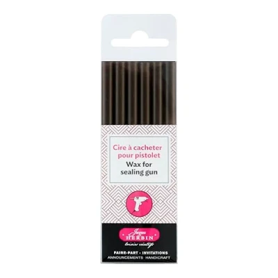 Abbildung von J.Herbin 35812T Packung mit 6 Wachsstangen für Pistole, ideal Bastelprojekte und Scrapbooking, weich, 1 Pack, Schokoladenbraun