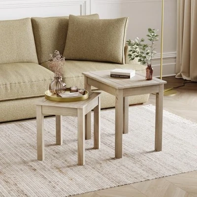 Abbildung von Vida Designs Panama Nest von 2 Tische, Holz, Kiefer gewachst, 56x40x53 cm